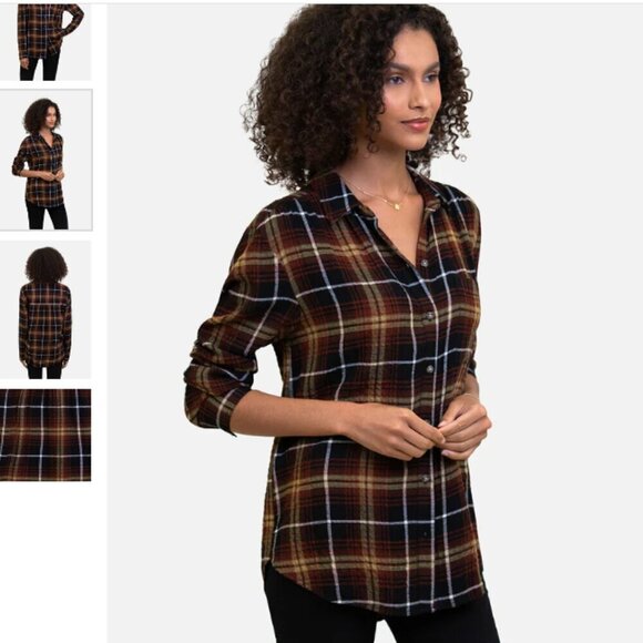 beachlunchlounge Elliot Shirt - Bon Bon Brown Black Plaid Size XL - Picture 3 of 12